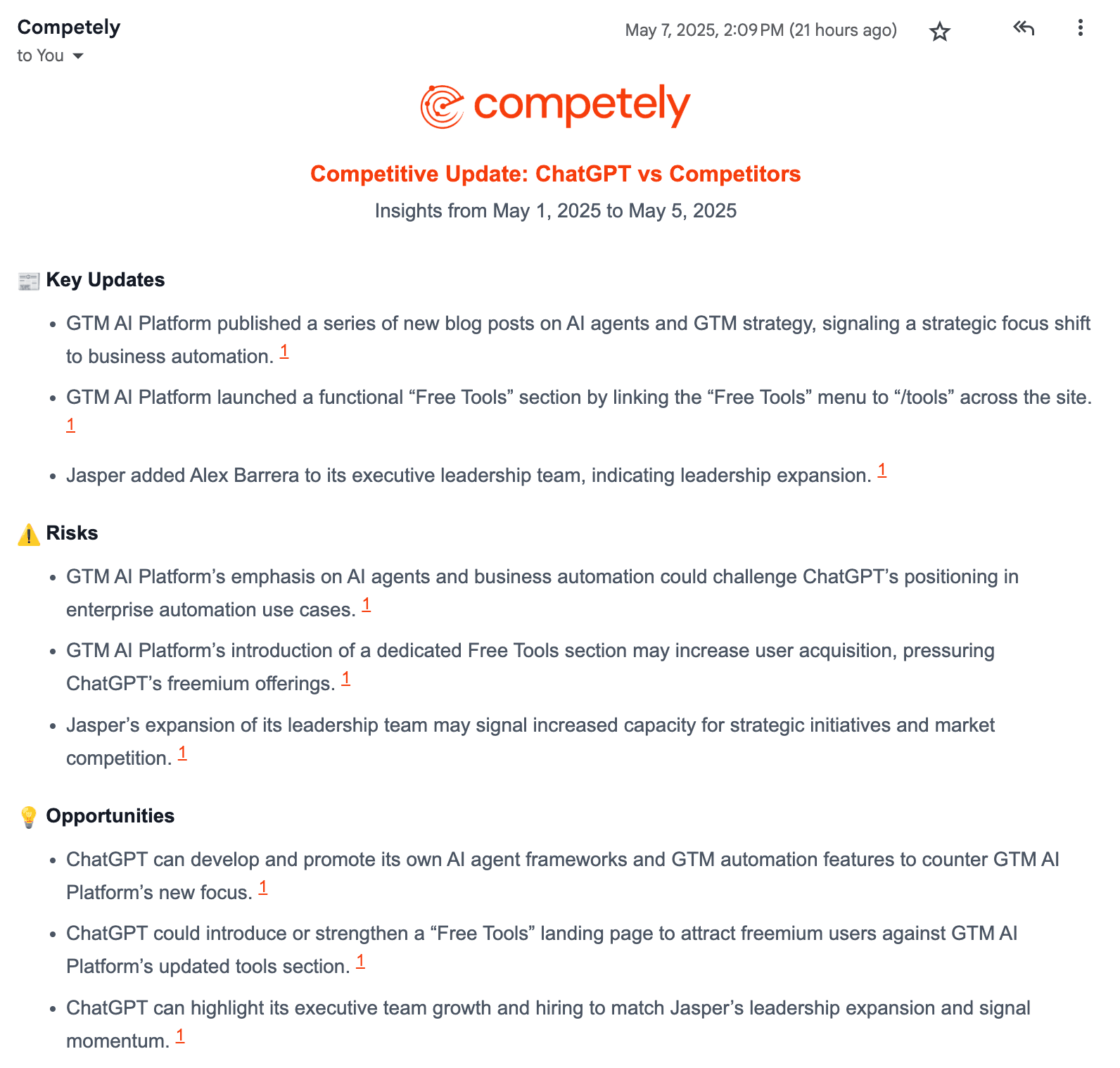 AI-generated summary email